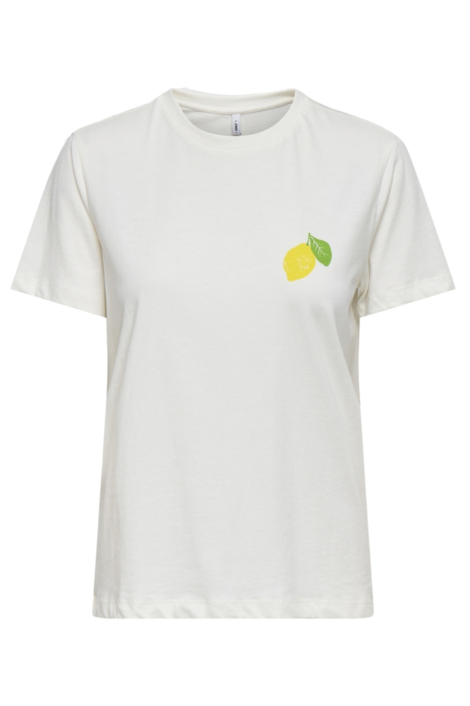 ONLFELICIA S/S PRINT TOP BOX CS OX 15358299 CLOUD DANCER/LEMONS